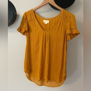 Maeve by Anthropologie Cap Sleeve Patterned V-neck Blouse Size Medium